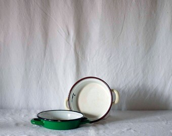 Set of Two Vintage Enamel Dishes