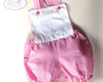 Baby Pink and white gingham romper