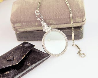 Antique Lorngette | Sterling Silver Lorngette | Antique Opera Glasses | Edwardian Glasses | Antique Magnifier