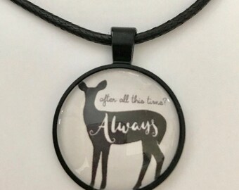 Harry Potter inspired Always Necklace on Faux Leather Cord