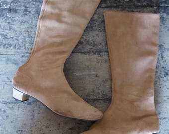 Battani, 1960's, boots beige suede, knee high boots,