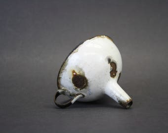 Vintage Rustic White Swedish Enamel Funnel (E9074)