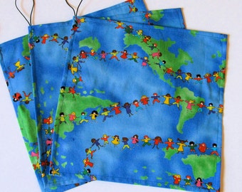 Kids Around the World - Reusable Sandwich Wraps/Bags - 100% Cotton