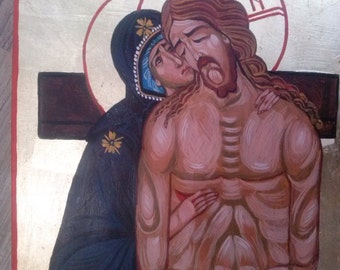 Don't weep for Me , Mother ,Handpainted Orthodox icon, Byzantine icon