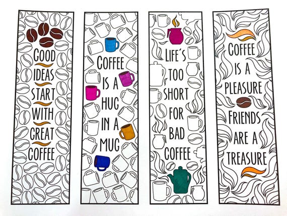 coffee quote bookmarks pdf zentangle coloring page