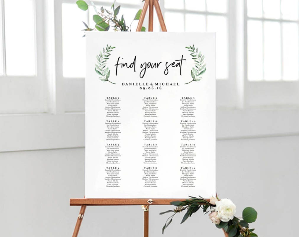 greenery wedding sign seating chart sign wedding seating no seating chart for wedding sign