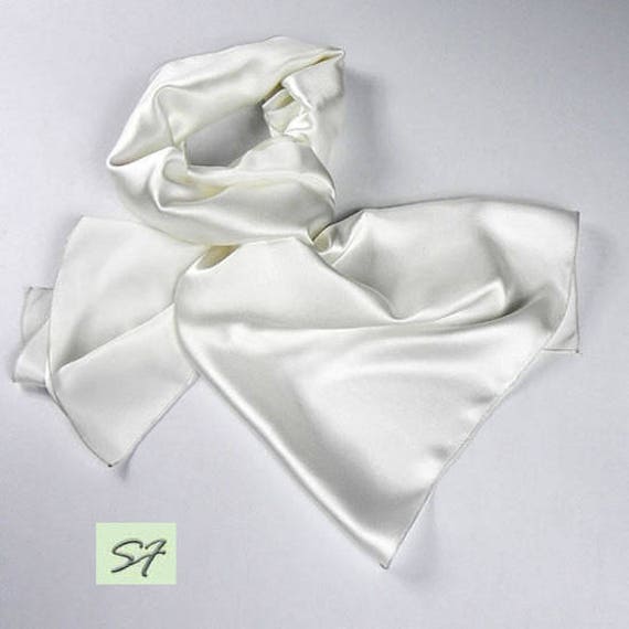 White silk scarf for men satin scarf spring scarf gift soft