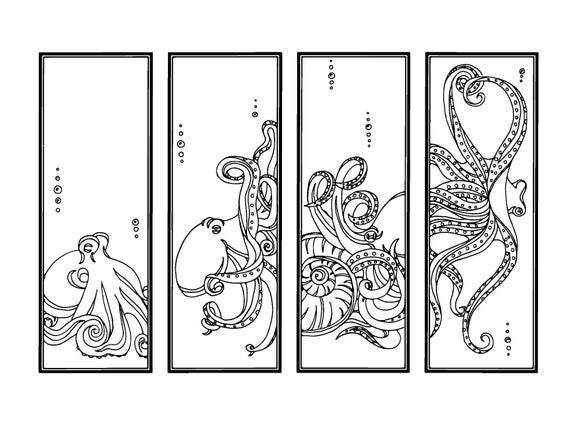 octopus diy bookmarks printable coloring page adult