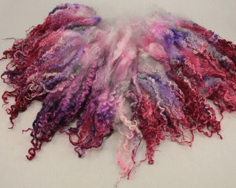 Teeswater separated locks, hand painted fiber fleece for spinning and felting, 2.9 oz