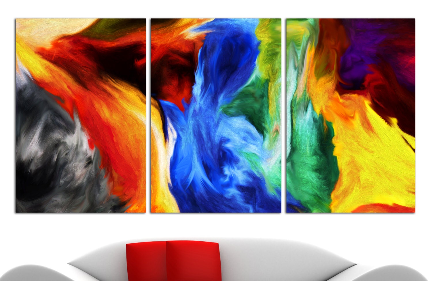 3 Panel Split Abstract Art Canvas Print. 1.5 deep