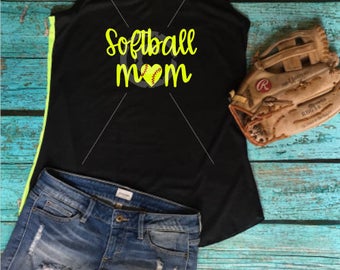 Ladies Softball Mom Love Heart Tank Top **Cute Back** Choose Design