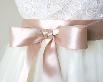 Rose Gold Wedding Sash - Rose Gold Bridal Belt, Satin Ribbon Belt, Bridal Sash, Ribbon Sash, Bridesmaid Sash, Flower Girl Sash, 1.5 Inch