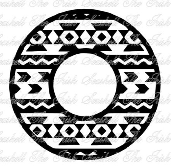 Tribal Aztec Monogram Circle frame for silhouette cameo or