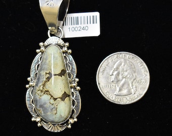 Sterling Silver Pendant with Demoli Turquoise by Mary Ann Spencer, Navajo SS NM