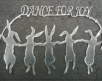 Bunnies Dance For Joy Metal Art
