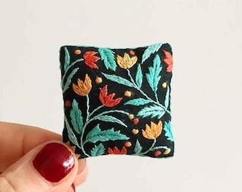 Miniature pillow. Hand embroidered Hand made