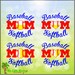 Baseball Softball Mom Oval Split Ball & Heart Digital Cut File Clipart Instant Download Full Color 300 dpi Jpeg Png SVG EPS DXF formats