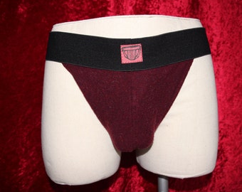 Size Large, Dark Maroon Reclaimed Cashmere Jockstrap