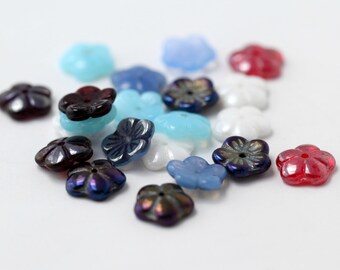 Czech Glass Flat Flower Spacer Beads AB 10mm Mix Colors (20)
