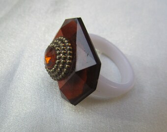 Brown imitation diamond ring