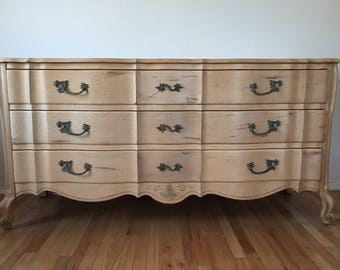 French Provincial Dresser with Natural Wood Finish