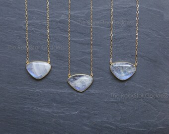 Gold Moonstone Necklace / Rainbow Moonstone Necklace / Gold Moonstone Jewelry / Gold Moonstone Pendant