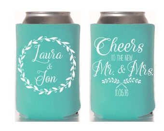 Wedding Can Cooler, Rustic Wedding Favor, Beer Can Cooler, Personalized Can Cooler, Custom Can Hugger, Wedding Favor, Insulator, Summer