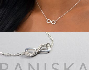 ERIKA Sterling Silver CZ Diamond Dainty Infinity Necklace, Simple Everyday Necklace, Infinity Charm, Delicate Necklace, Sparkle Necklace