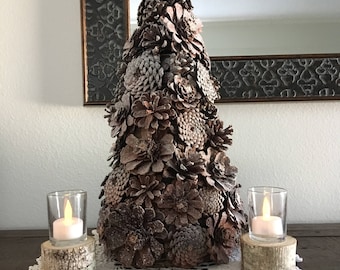 18" Flocked Pinecone Christmas Tree