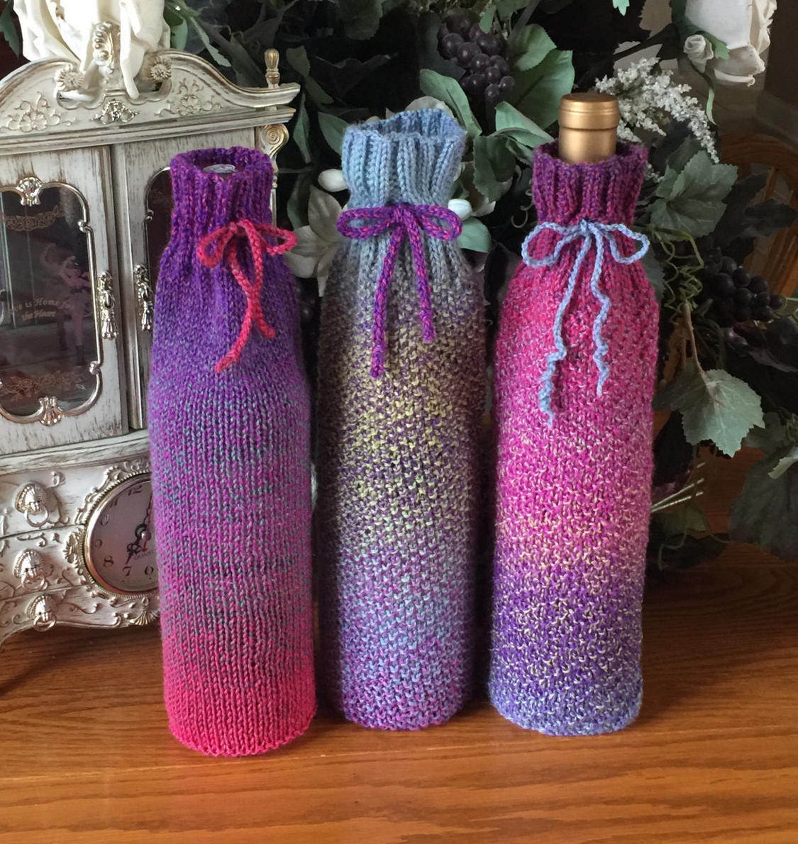 Knitted wine cozy bottle cover gift bag wine bag wine