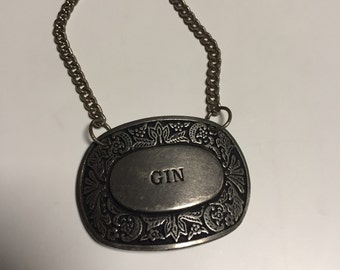 Vintage Gin Decanter Label