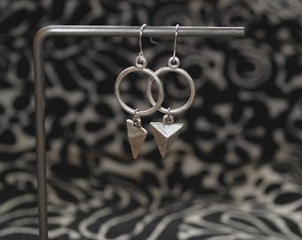 Studded Triangle + Circle Earrings // Turkish Silver