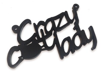 Crazy cat lady laser cut word charm