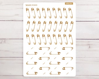 Gold Safety Pin Stickers