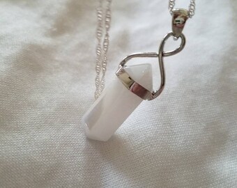 Milky White Iridescent Power Crystal Necklace, Opalescent Necklace, AB Crystal Necklace, AB Pendant, Iridescent Crystal Pendant