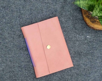 Blush Pink & Navy Blue Leather Pocket Journal