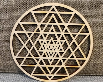 Various sizes - Sri Yantra wooden laser cut wood EXCELLENT QUALITY home decoration hanging