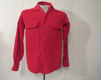 Vintage shirt, corduroy shirt, 1950s Rockabilly shirt, 1950s shirt, red shirt, vintage clothing, small