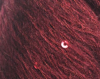 Trendsetter Eclipse #20 Bordeaux, Wine Sequin and hint of Metallic 50 Gram 55 Yards, Acrylic, Polyester, Sequin Mohair Yarn