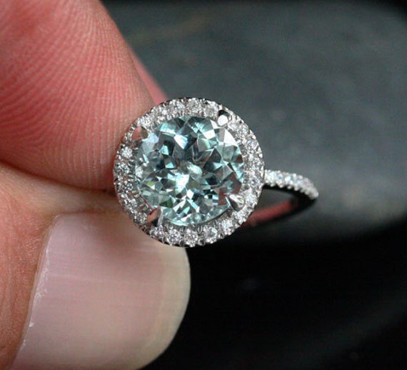 aquamarine engagement ring aquamarine wedding ring with 9mm round aquamarine and diamond halo ring in 14 rose gold - Aquamarine Wedding Rings aquamarine engagement ring aquamarine wedding ring with 9mm round aquamarine and diamond halo ring in 14 rose gold - Aquamarine Wedding Rings