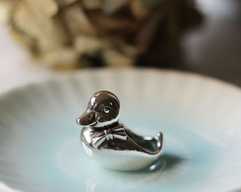 PETITE FILLE Handmade Jewelry Gentleman Yellow Duck Sterling Silver Ring