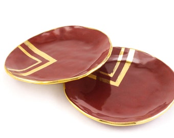 Modern Jewelry Catchall Plate: Oxblood Red Triangle Plate