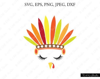 Turkey SVG, Thanksgiving Turkey Svg, Turkey Clip Art, Turkey Face SVG, Thanksgiving SVG, Cricut, Silhouette Cut File Chevrons