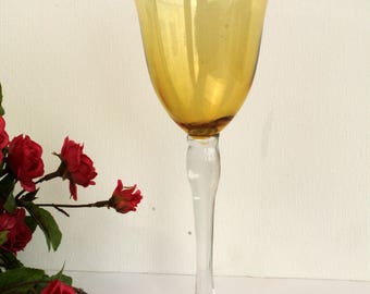 Tall Amber Wineglass Vase