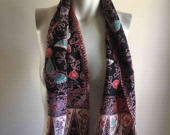 Vintage Batik Indonesian Bohemian Scarf • Necktie • Neck Scarf