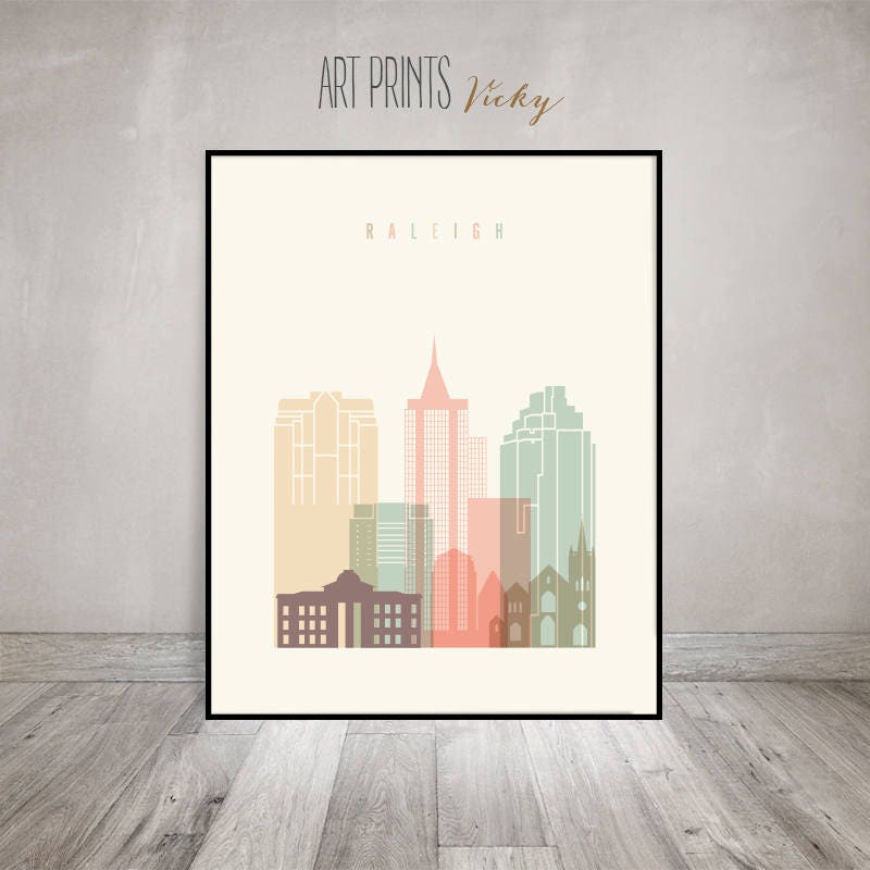 Raleigh art print Raleigh poster Raleigh skyline City