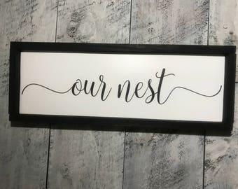 Our nest sign - Our nest - Wood sign - Farmhouse decor - Housewarming gift - Bless our nest sign - Farmhouse sign - Wedding gift- Home decor