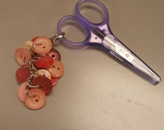 Vintage Rose Button Scissor Fob