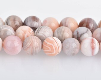 8mm Pink BOTSWANA AGATE Gemstone Beads, Round, Natural Pink/Peach Color, 50 beads, gag0372