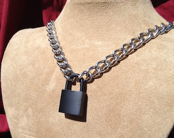 Chain Choker with Black Padlock